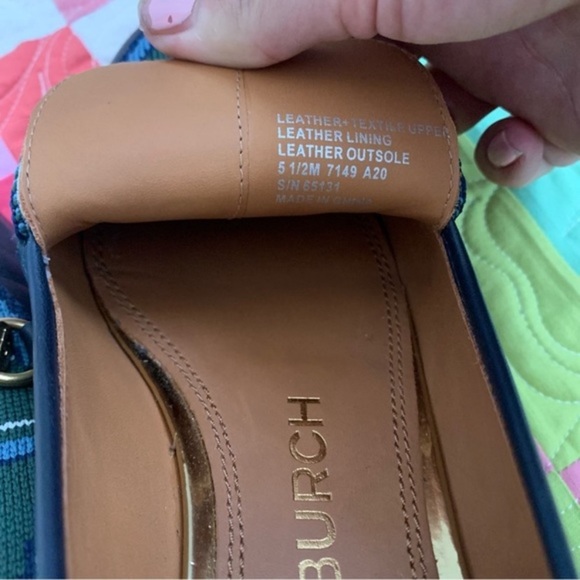 Tory Burch Loafers Jessa 20MM Calf Leafer in Navy Green Gold Chain - Picture 7 of 8